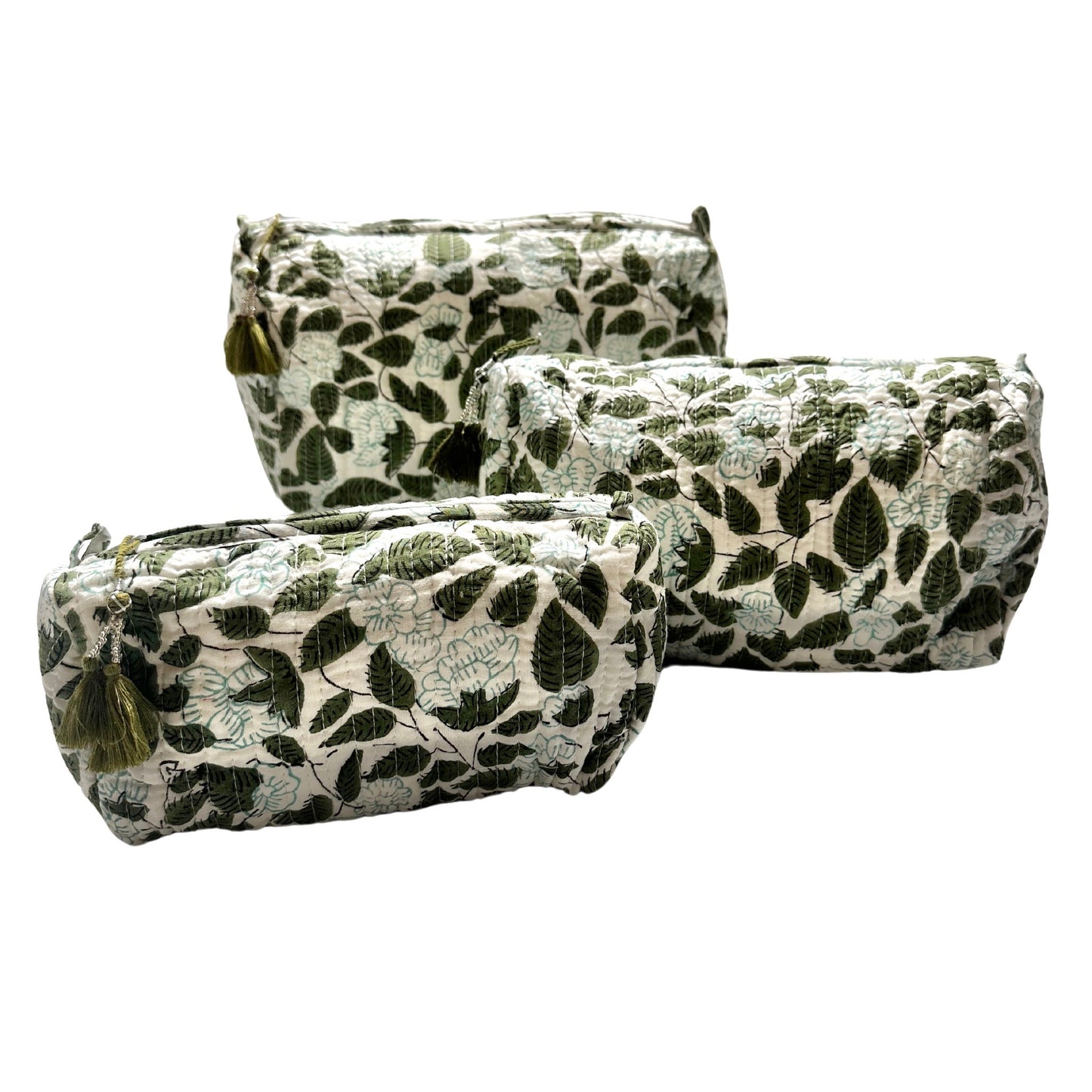Set of 3 Hydrangea Garden Vanity Bags - Coral & Ivy