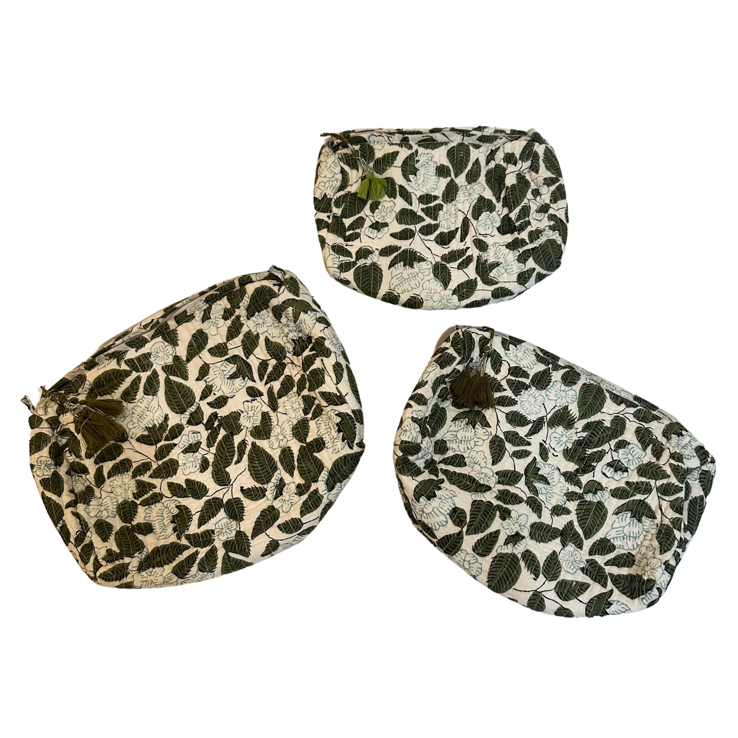Set of 3 Hydrangea Garden Vanity Bags - Coral & Ivy
